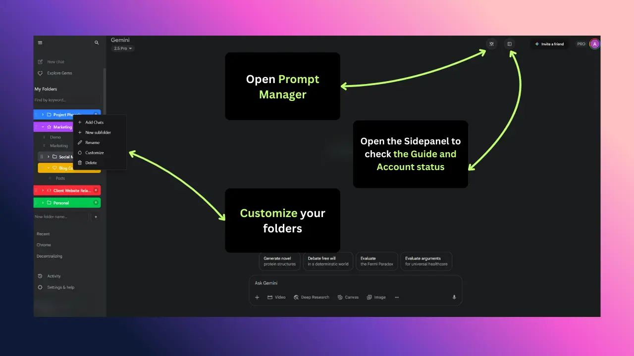 Customizing folder colors and icons in Gemini Folders